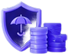 Insurance shield and coins