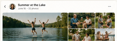 Family sharing summer memories at the lake